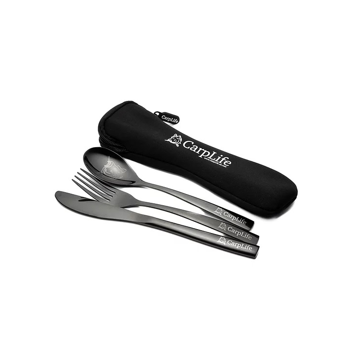 CarpLife Black Etched Stainless Steel Cutlery Set