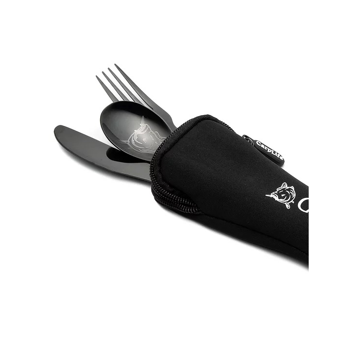 CarpLife Black Etched Stainless Steel Cutlery Set