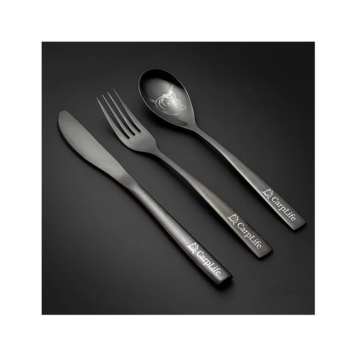 CarpLife Black Etched Stainless Steel Cutlery Set