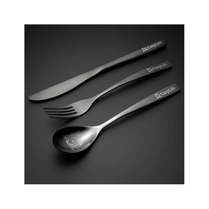 CarpLife Black Etched Stainless Steel Cutlery Set