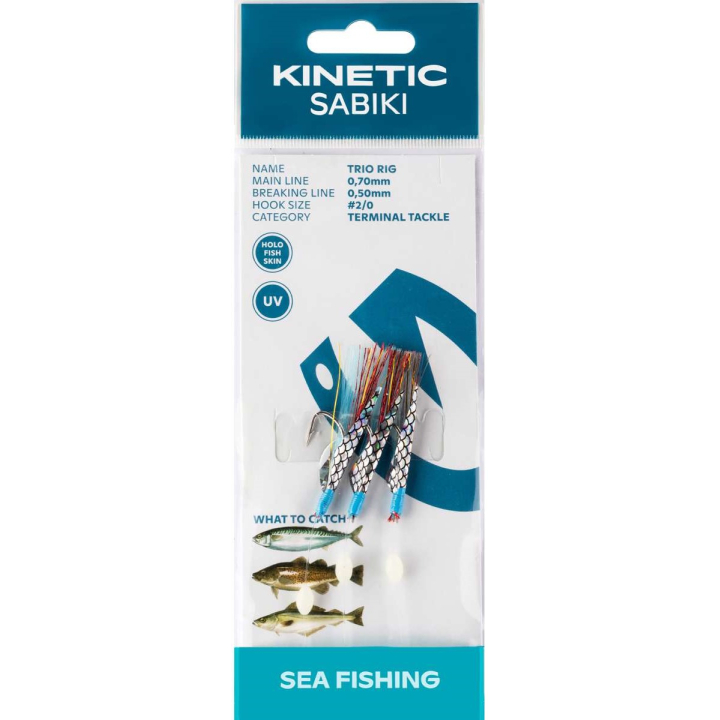 Kinetic Sabiki Trio Rig Red Blue Flash