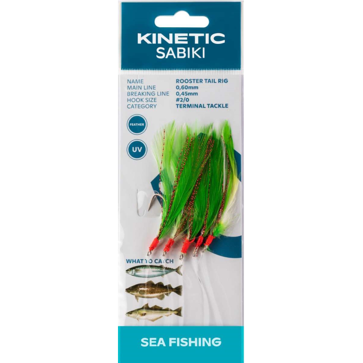 Kinetic Sabiki Rooster Tail Rig Green/Copper Flash