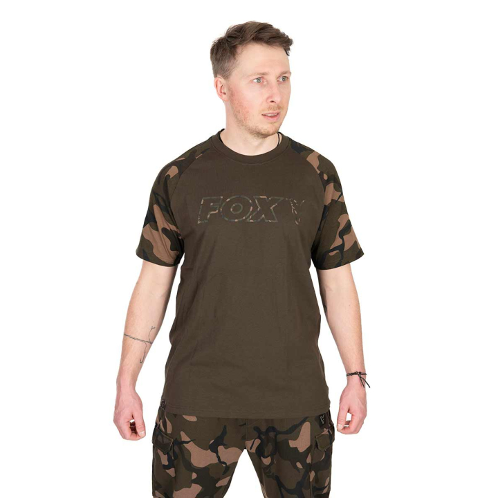 Fox Camo Logo Outline Khaki T-Shirt