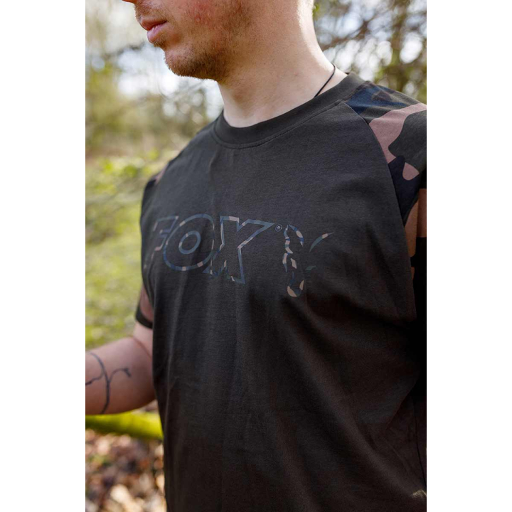 Fox Camo Logo Outline Khaki T-Shirt