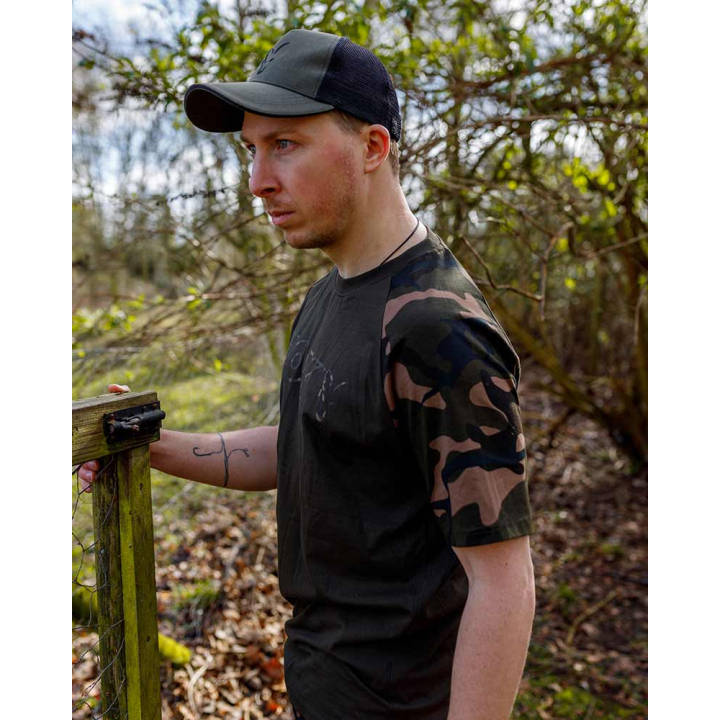 Fox Camo Logo Outline Khaki T-Shirt