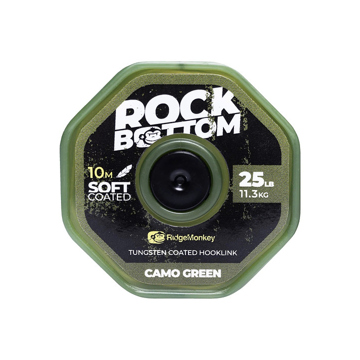 RidgeMonkey Connexion Rock Bottom Tungsten Soft Coated Hooklink Camo Green 25lb