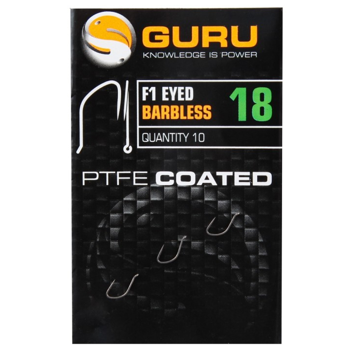 Guru F1 Eyed PTFE Coated Barbless Hooks