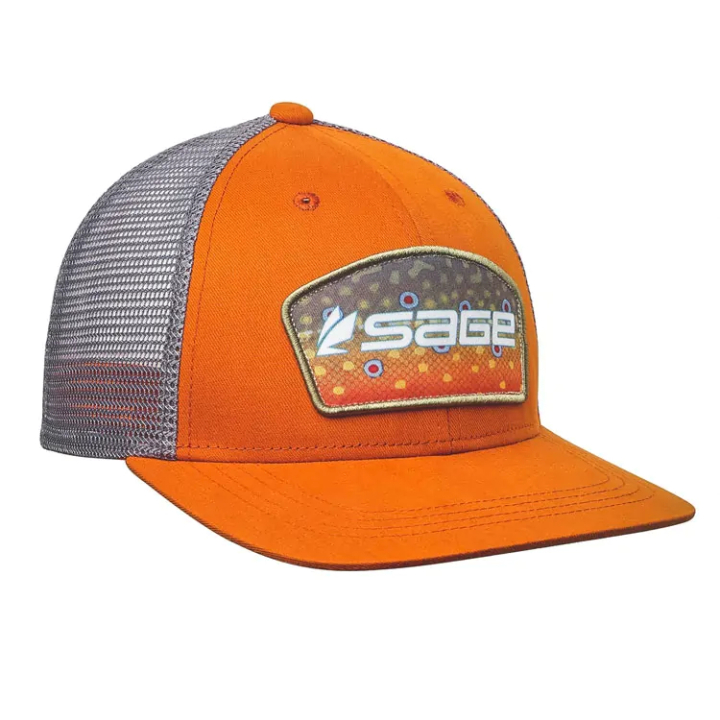 Sage Patch Trucker Hat Orange - Brook Trout