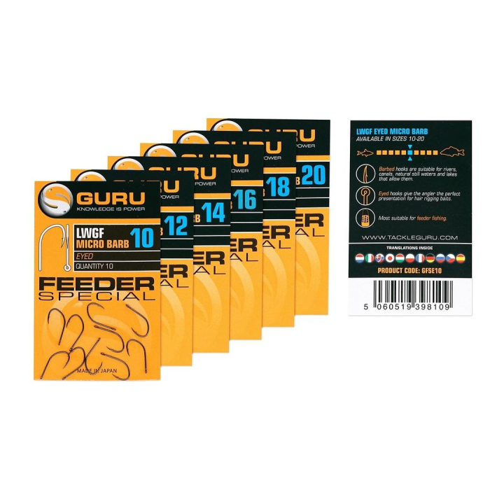 Guru LWGF Feeder Special Barbed Hooks - Eyed